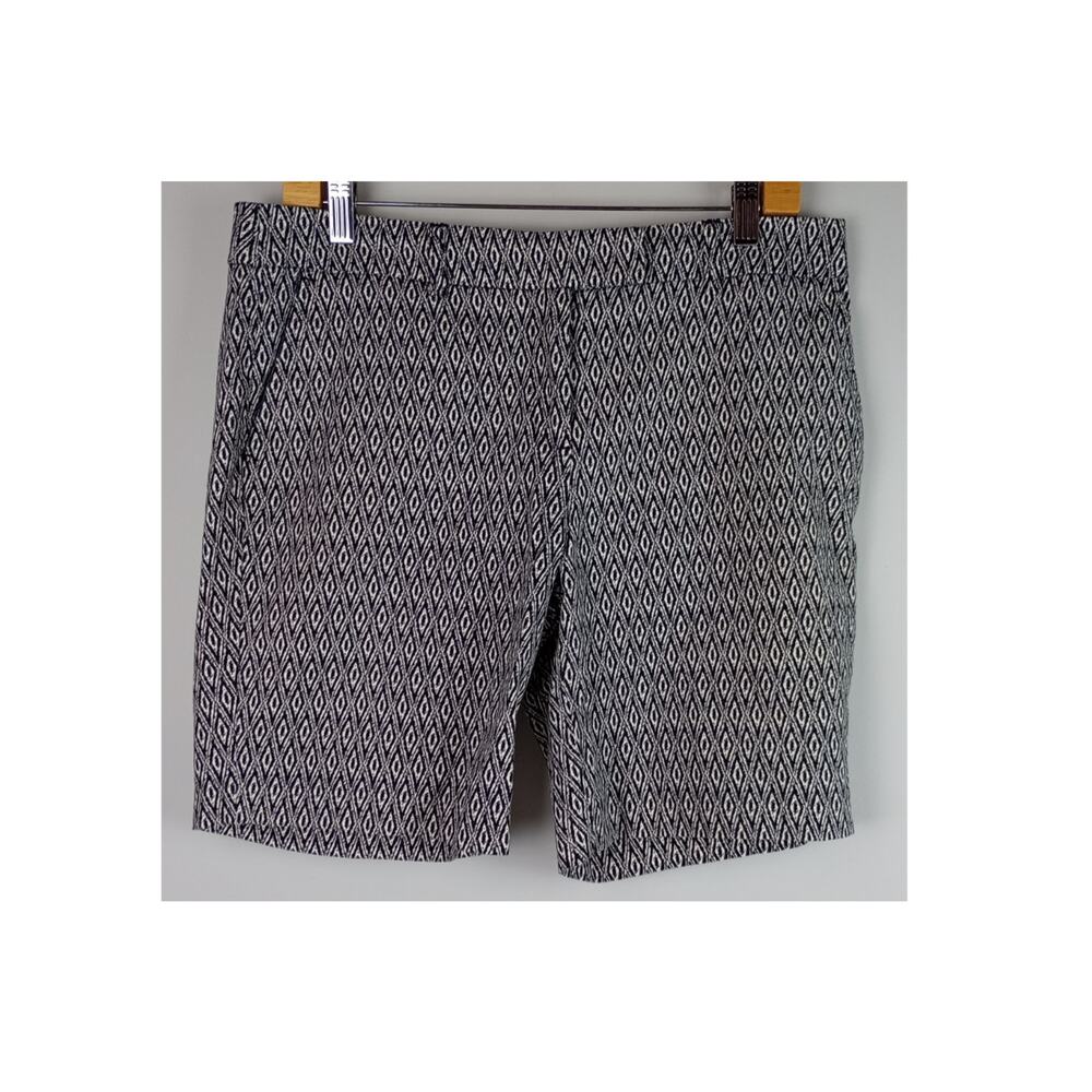 Willi Smith Womens 10 Black White Geometric Diamond Slash Pockets Button Shorts